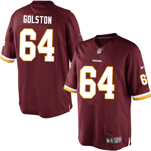 Men's Limited Kedric Golston Nike Jersey Burgundy Red Home - #64 NFL Washington Redskins